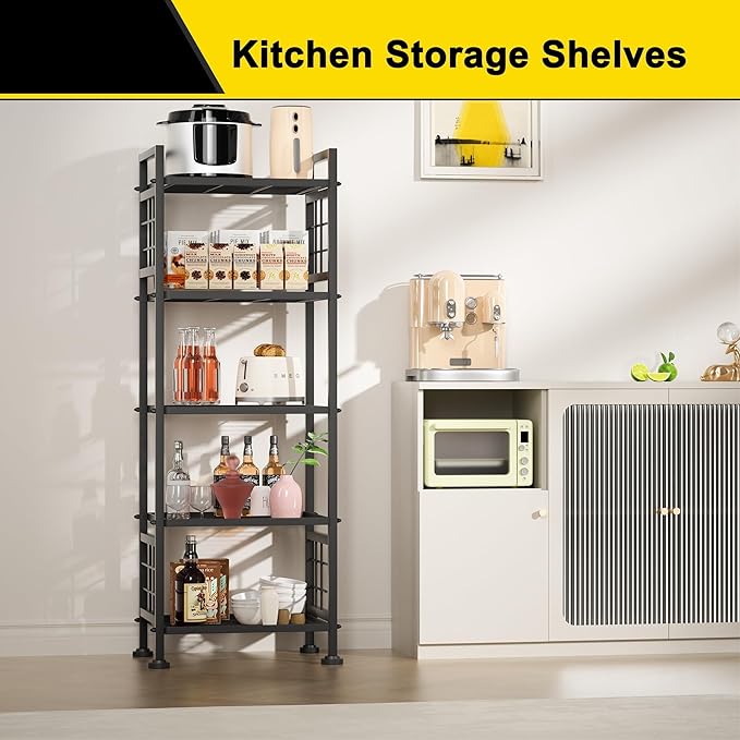 GIOTORENT 5-Wire Standing Book Shelf & Bookcase, Metal Storage Shelving Unit