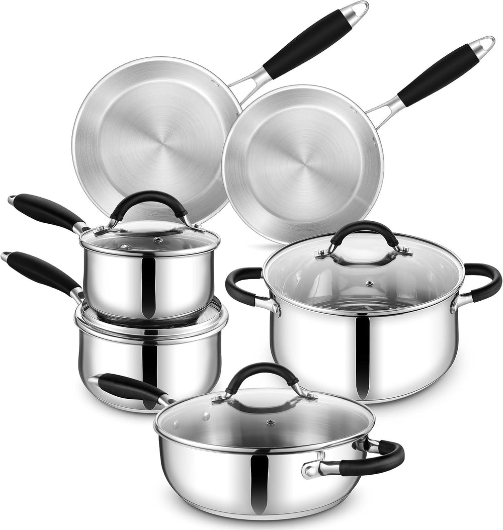 E-far 10-Piece Stainless Steel Cookware Set