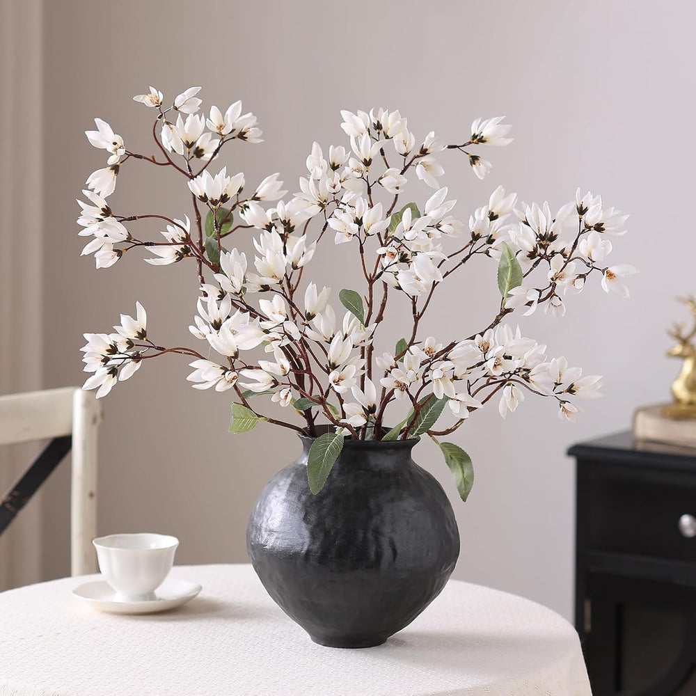YXZZWL 4Pcs 36" Fake Magnolia Champaca Silk Flower Stems for Vase (White)
