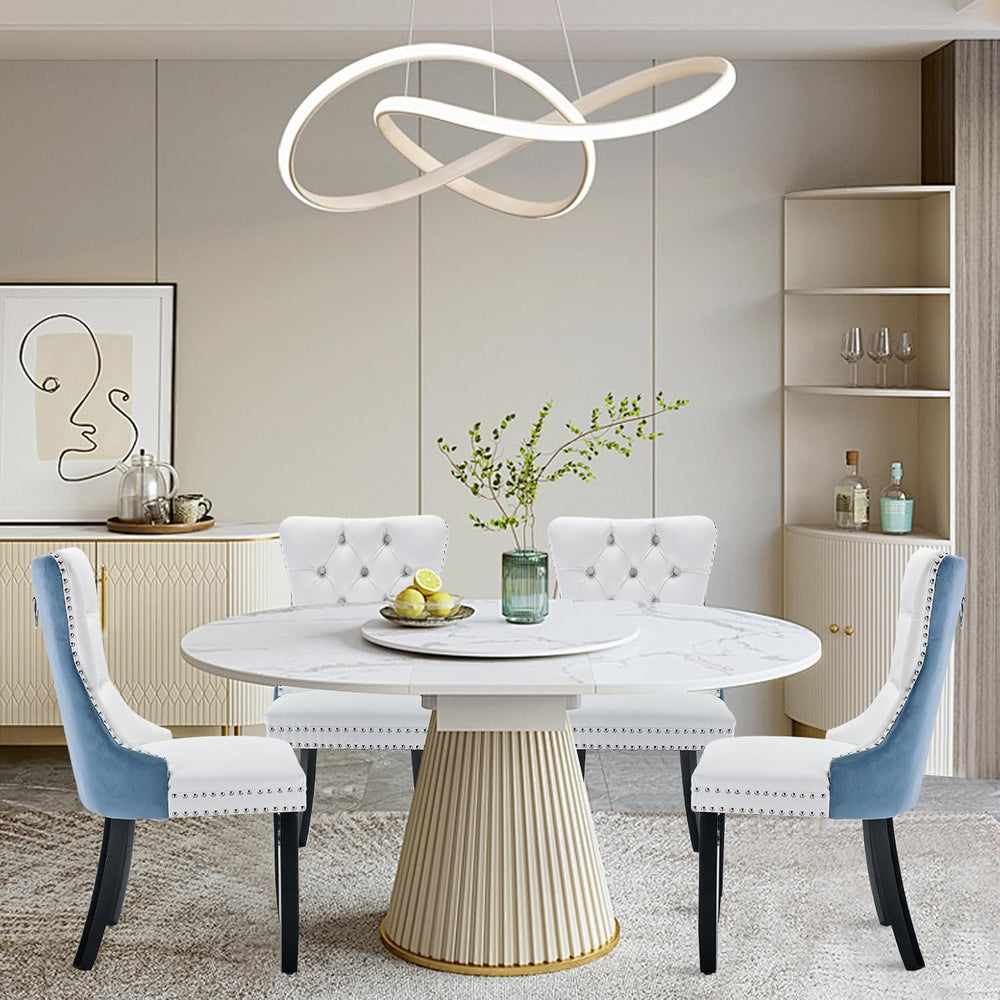 Leather Upholstered Dining Chairs Set of 4, Modern Style Kitchen Side Chairs ...