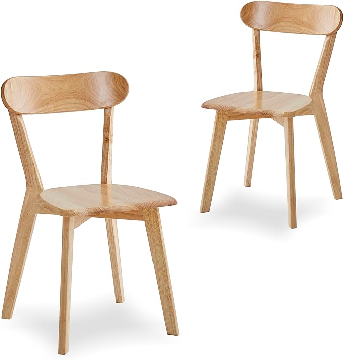 Wood Louis Dining Chairs Set of 2 100% Natural Solid Wood Home Kitchen Modern...