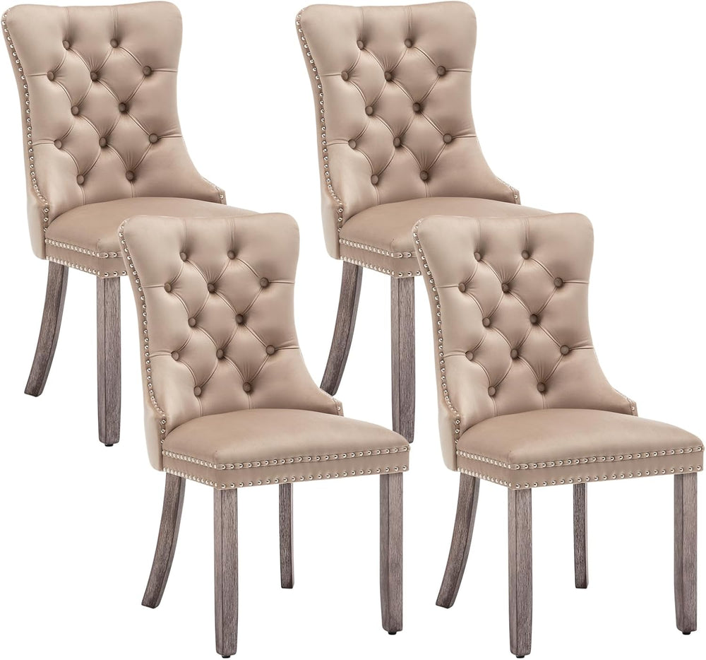 Velvet Dining Chairs Set of 4, Upholstered Dining Room Chairs with Nailhead R...