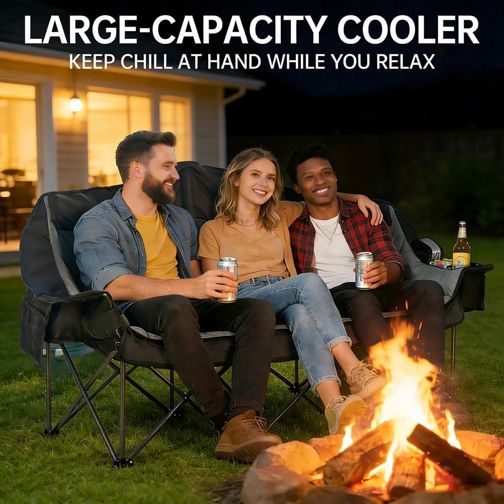 3 Person Camping Chair for Adults Folding Double Camping Chair Oversized Heav...