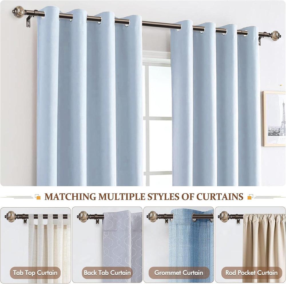 KAMANINA 1 Inch Curtain Rods for Windows 72 to 144 Inch, Bronze Drapery Rod