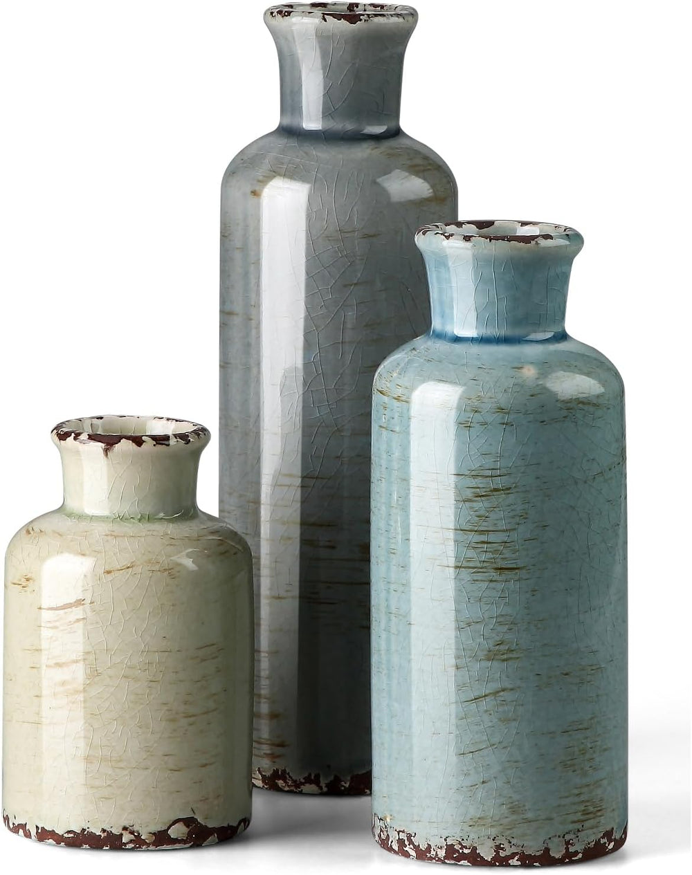 CwlwGO- Ceramic Vase Set of 3, Small Flower Vases for Home Decoration, Modern...
