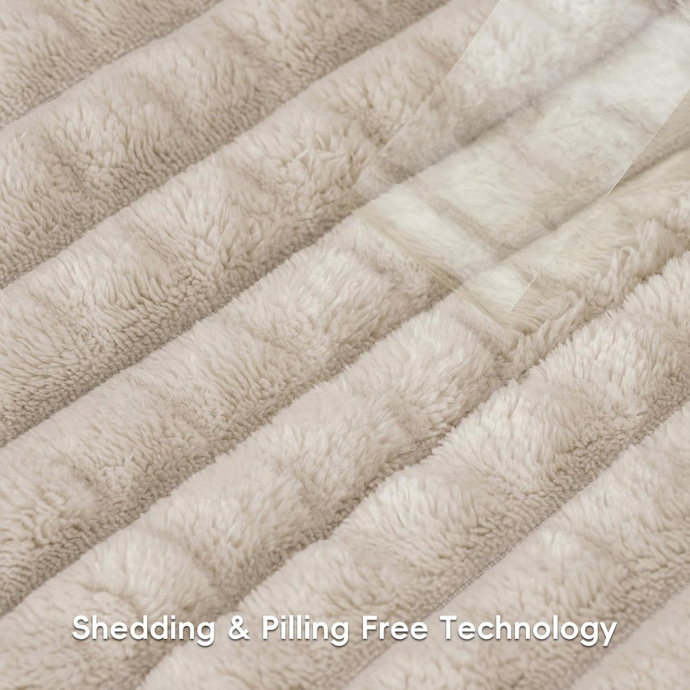 PHF Luxury Soft Fleece Blanket Queen Size for Bed No-Shed Grey 90"x90"