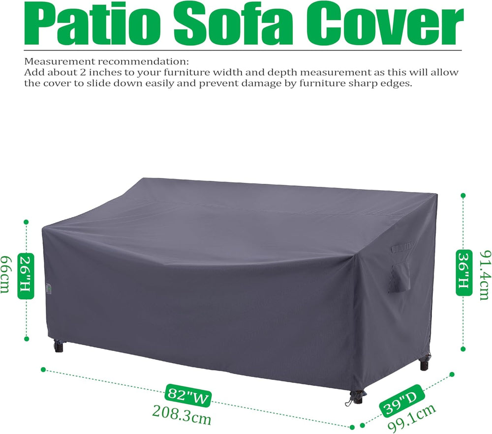 F&J Outdoors I Shape 3-Seater Patio Sofa Covers, Grey, 82"W x 39&quo...