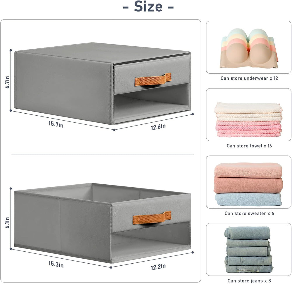 DIMJ Closet Organizers and Storage - Fabric Bins with Drawers for Closet Fold...