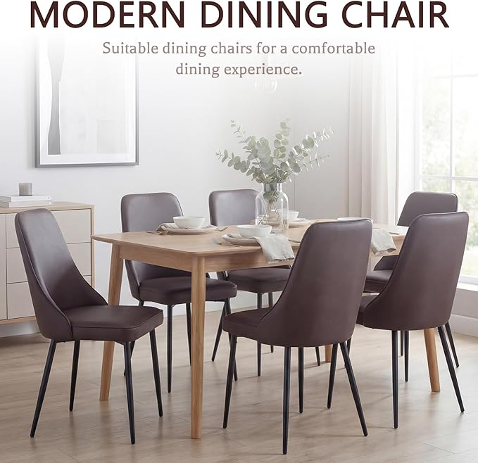 Modern Dining Chairs Set of 6, Faux Leather Upholstered Dining Room Chair Kit...