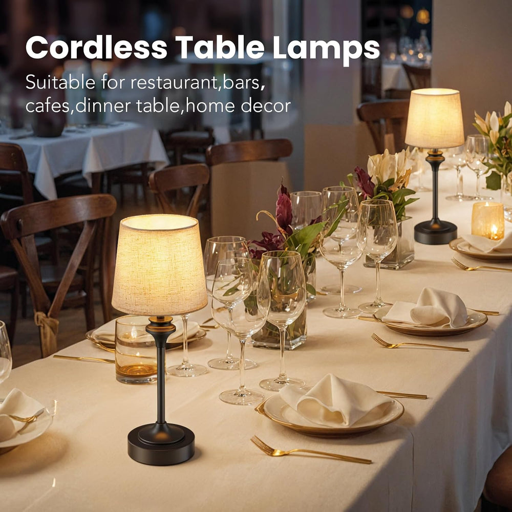 Portables Cordless Table Lamp,Flaxen Fabric Shade Battery Operated Lamp,5200m...