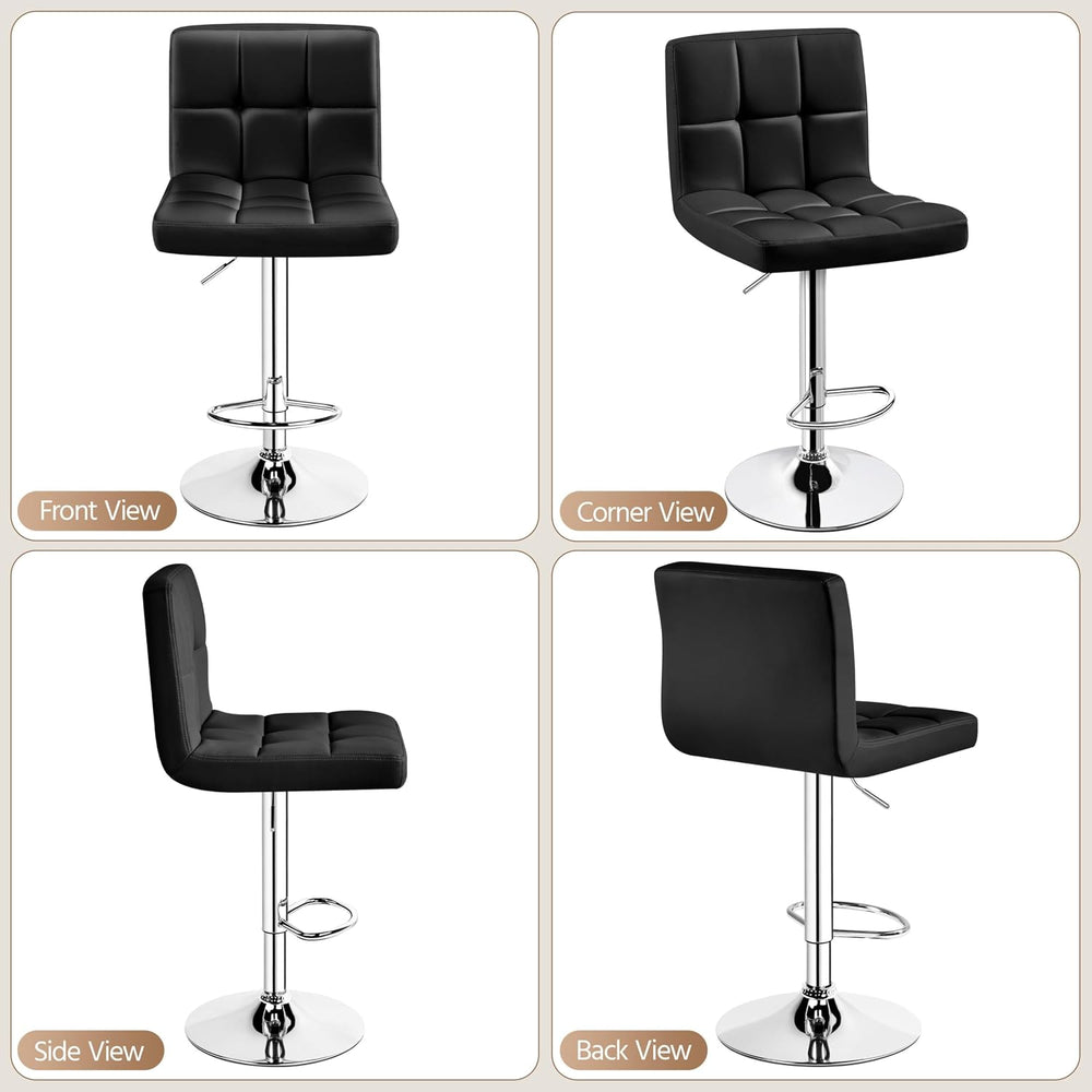 Yaheetech Bar Stools Set of 4, PU Leather Swivel Barstools, Height Adjustable...
