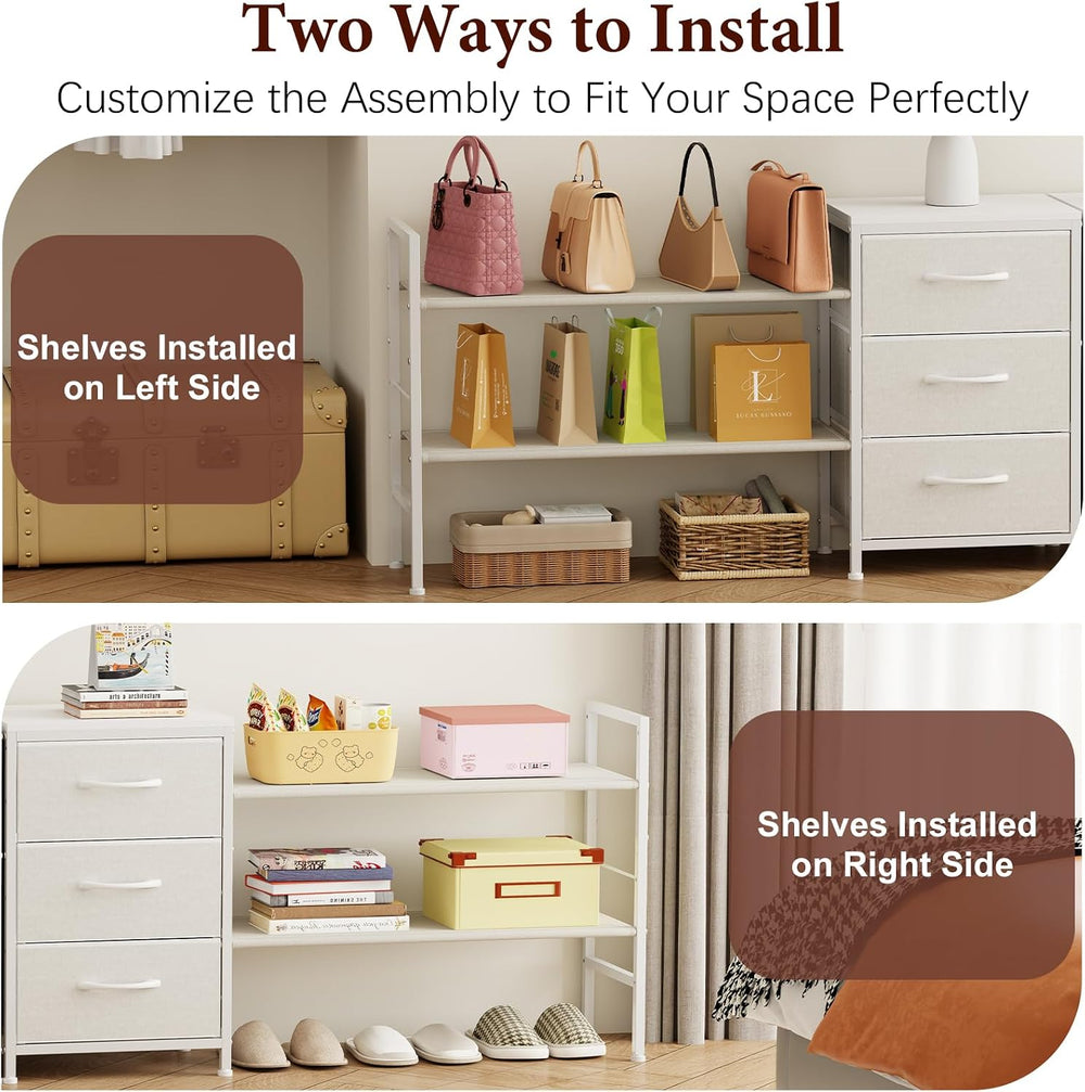 Closet Organizers and Storage, Adjustable Shelves,3 Drawer White