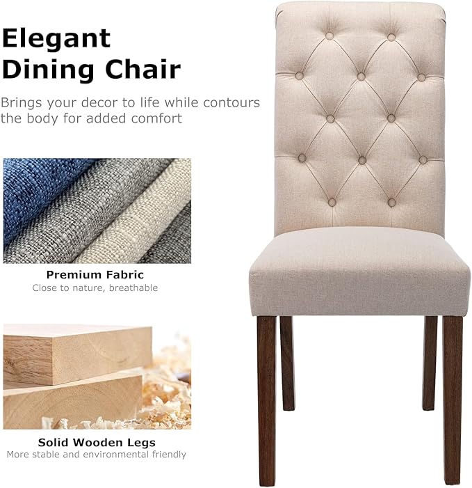 COLAMY Button Tufted Dining Chairs Set of 6, Accent Parsons Diner Chair Uphol...
