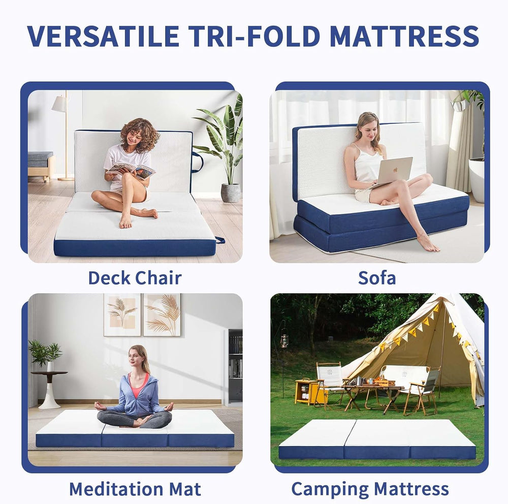 Folding Mattress Twin, 6" Floor Foldable Bed Futon for Guest Bed,Camping