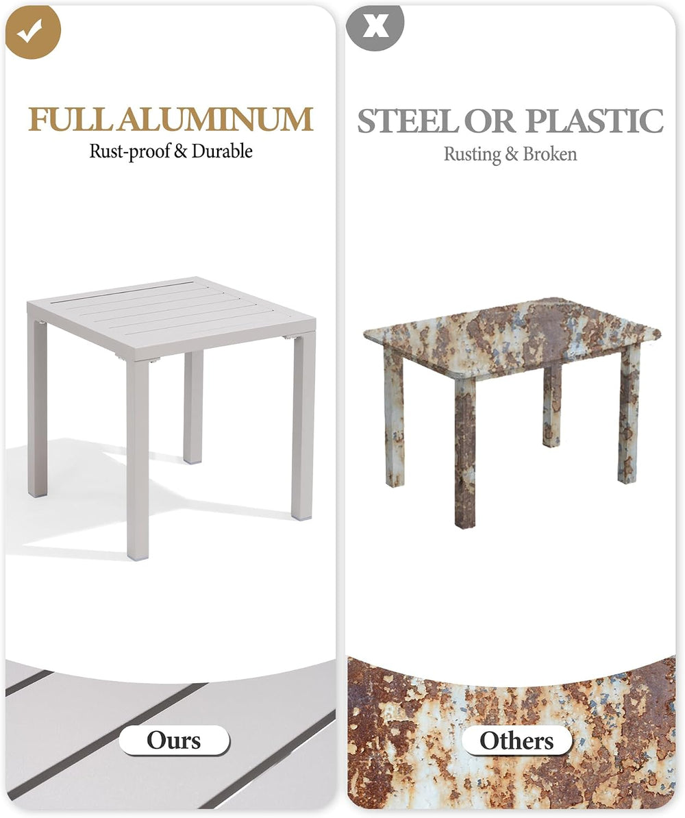 Crestlive Products Aluminum Outdoor Side Table Set of 2, Pool Lounge Chair Si...