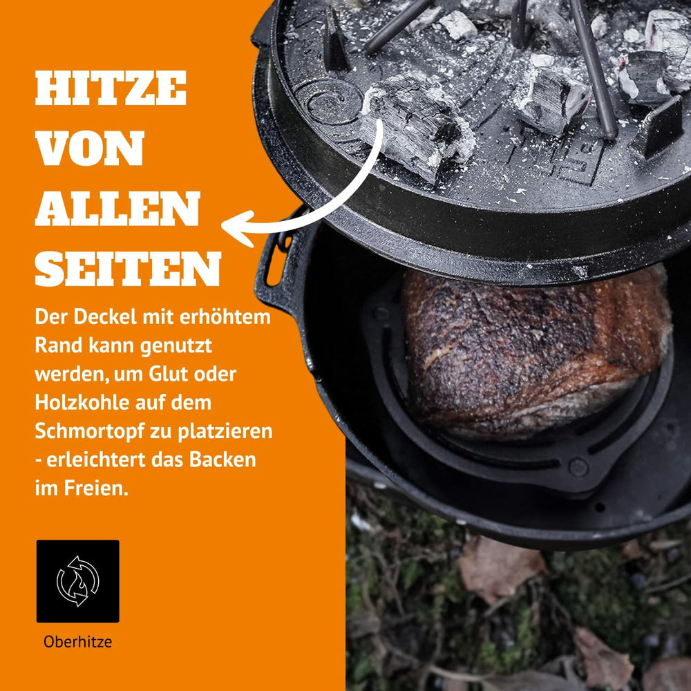 Petromax Cast Iron Dutch Oven for Cooking or Baking Outdoors Over a Campfire ...