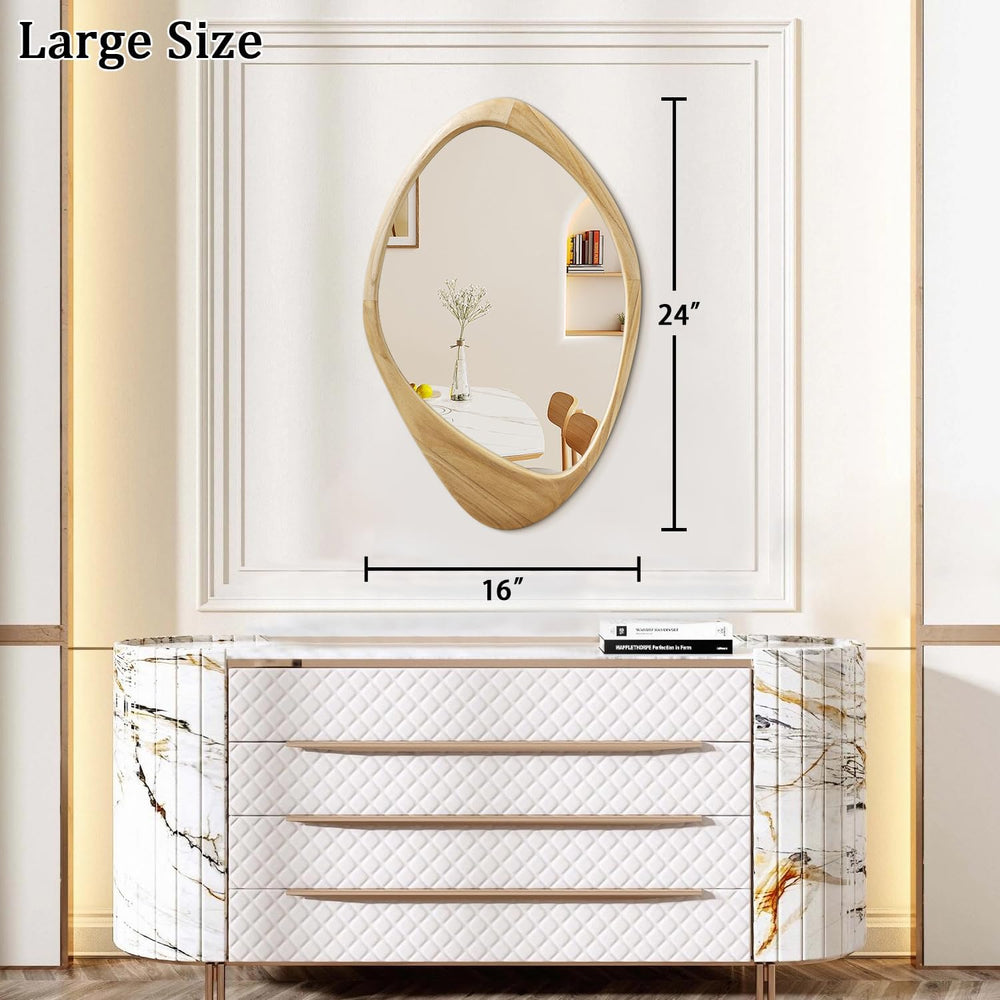 AAZZKANG Irregular Large Wall Mirror Wooden Asymmetrical Hanging Mirrors