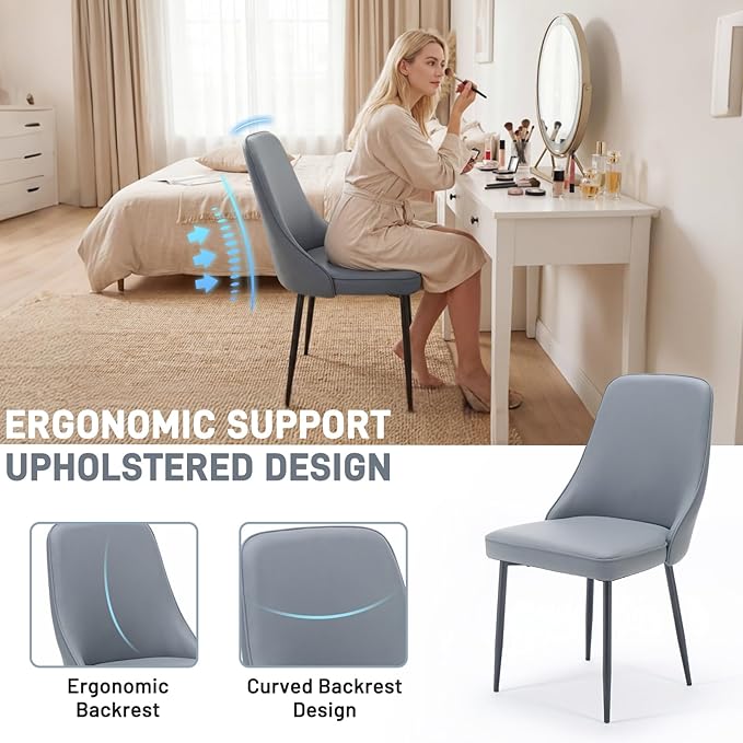Modern Dining Chairs Set of 4, Faux Leather Upholstered Dining Room Chair Kit...