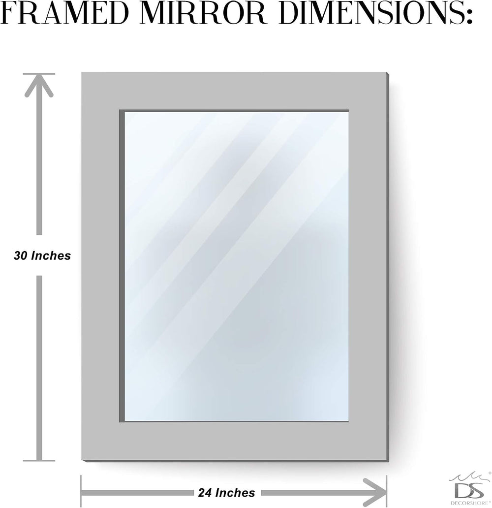30" x 24" Handmade Mosaic Glass Wall Mirror, Decorative Framed Acce...