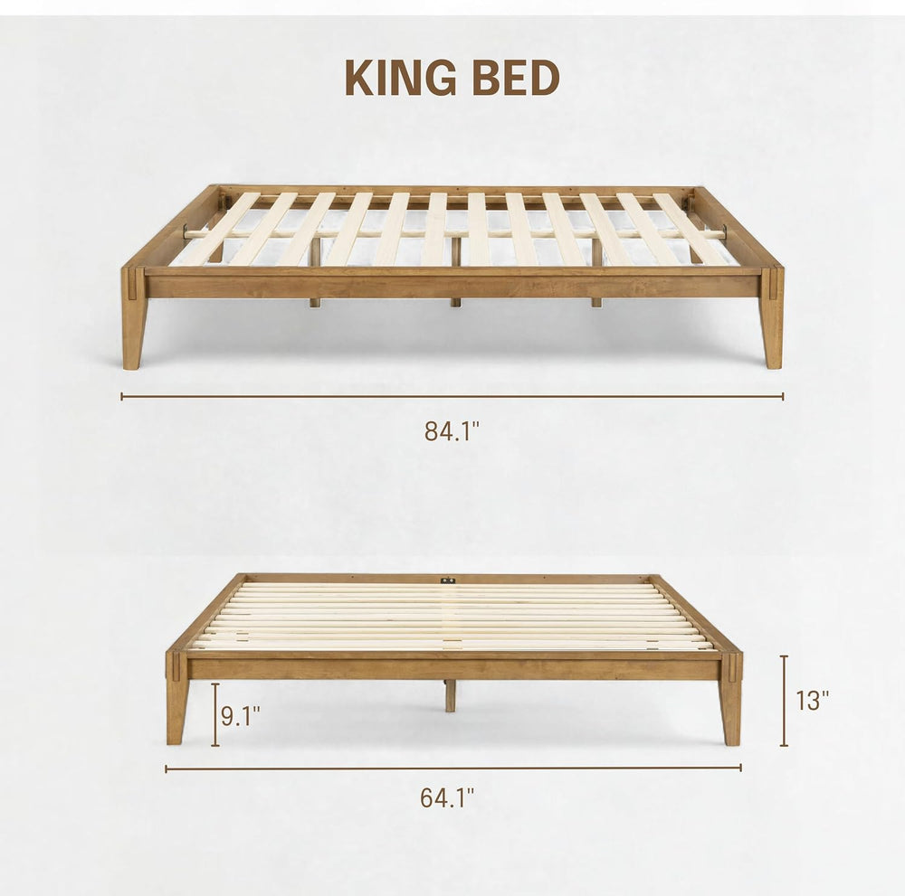 Sapa Solid Wood Platform Bed Frame – Minimalist, Japanese Joinery, No Box Spr...
