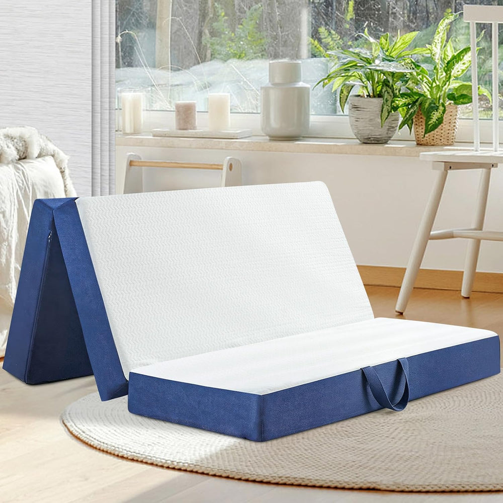Foldable Mattress Queen Size, 6" Trifold Mattress Futon Murphy Bed,White