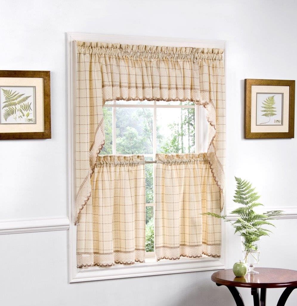 Sweet Home Collection 5 Pc Kitchen Curtain Set, Swag Pair, Valance, Choice of...