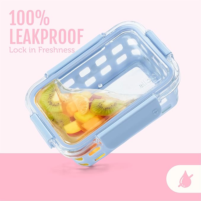 Ello Duraglass 3.4 Cup Meal Prep Sets 10Pc, 5 Pack Set- Glass Food Storage