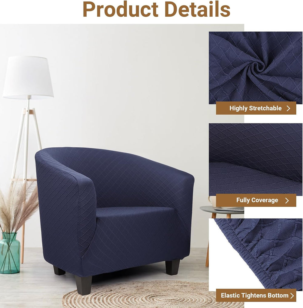 Barrel Chair Covers Slipcover 1 Piece, 2 Pack Stretch Navy Blue Club Chair Co...