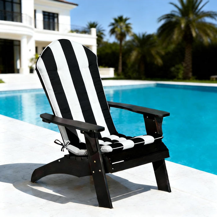 COZYVIDA 50"x20" Adirondack Chair Cushions Set of 2,Outdoor Rocking Chair Cushions high Back,Water-Resistant,UV-Resistant 1000+ Hrs, with Adjustable Straps,Black White Stripe