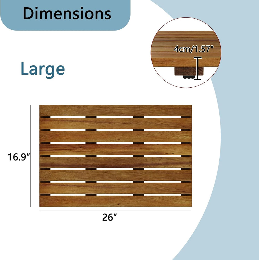Wood Shower Mat Bath Mat Wooden Bathroom Mat Spa Shower Floor Mat (Large) | 1...