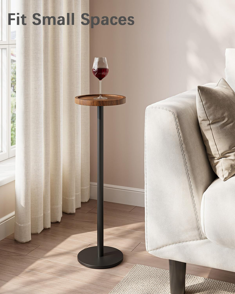 KJGKK Drink Table, Small Pedestal Side Table, Round Cocktail Table, Circle En...