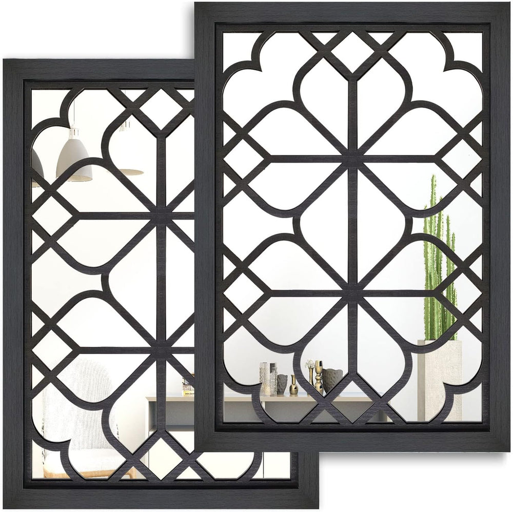 Wocred Set of 2 Rectangular Wall Mirror,Gorgeous Rustic Farmhouse Accent Mirr...