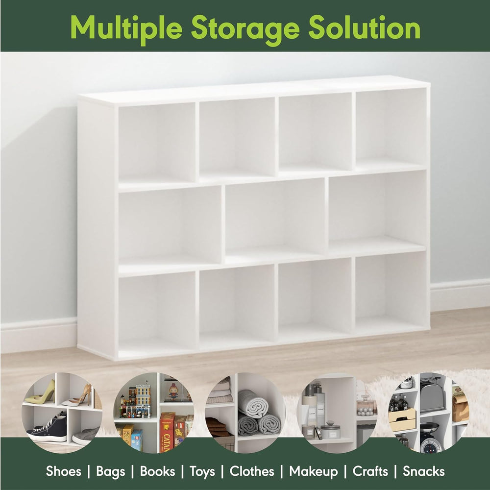 Furinno LUDER Book Shelf, 11-Cube Bookshelf, Reversible Bookcase, 9.4 x 29.1 ...