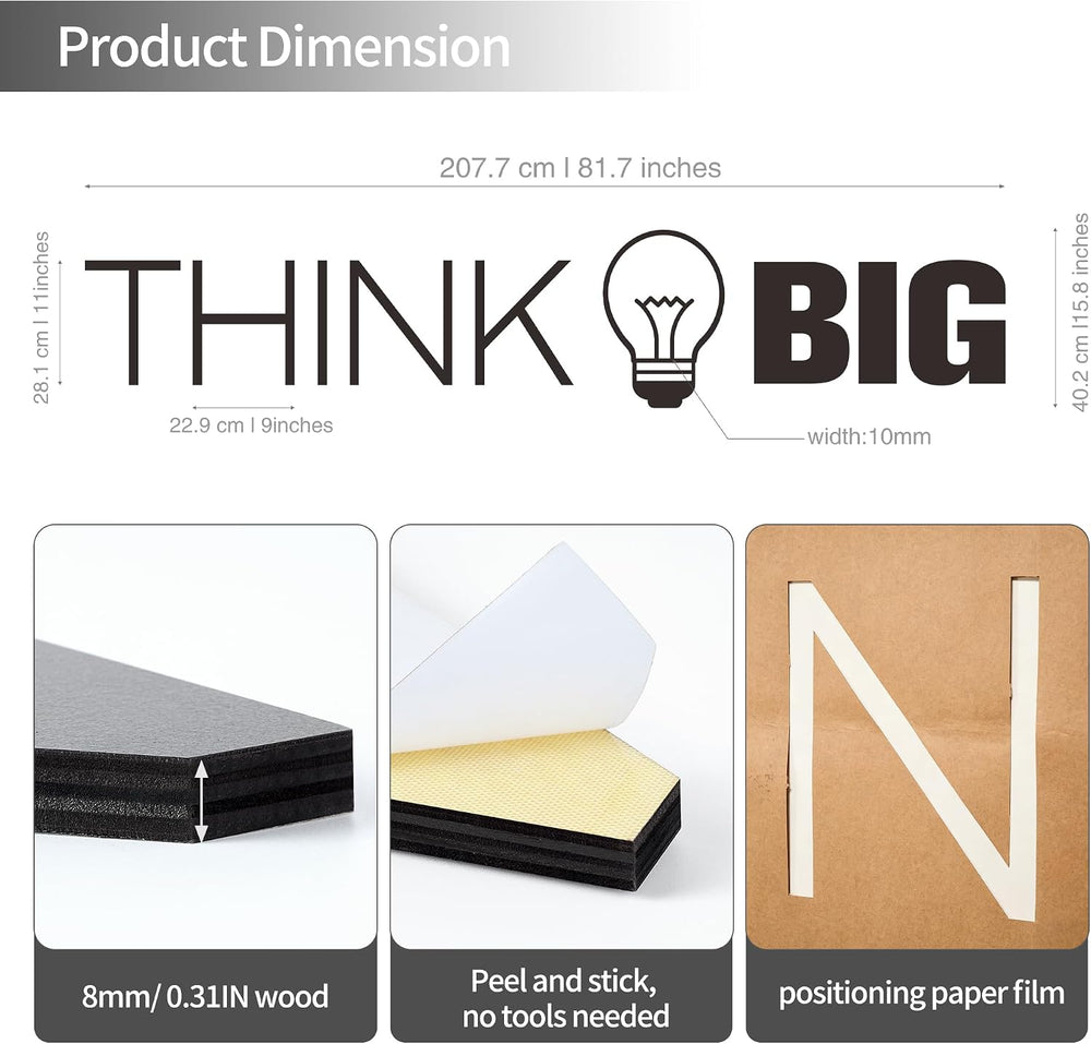 Office Wall Decor Inspirational Think Big 3D Quote Large Motivational 3D Offi...