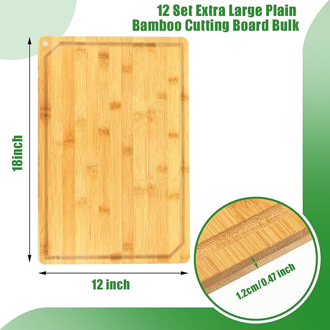 Eaasty 12 Set Extra Large Plain Cutting Board Bulk Heavy Duty Wood Cutting