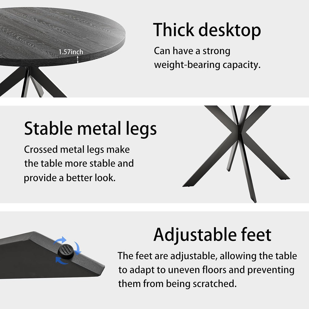 Zerifevni 45.3" Round Dining Table Set for 4, Wooden Round Dining Table ...