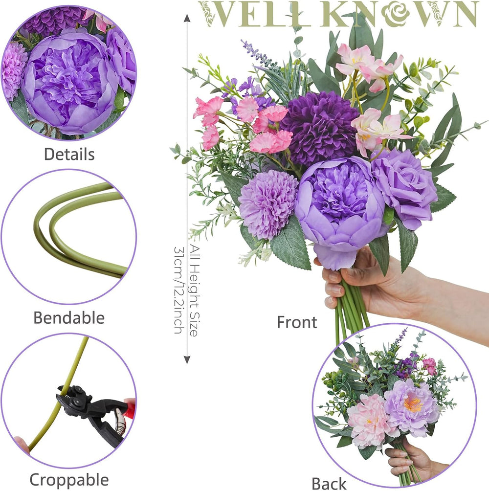 Artificial Purple Flower Arrangement in Glass Vase with Heart Tag