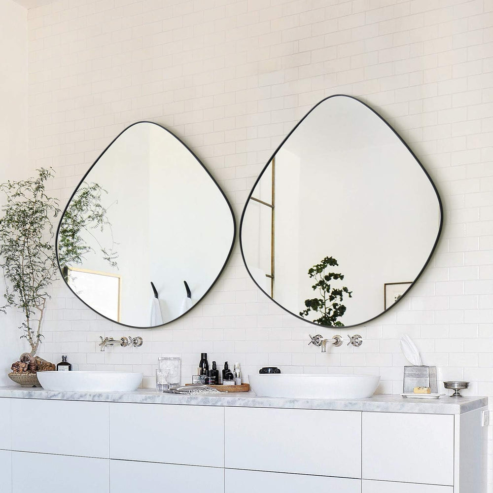 Irregular Wall Mirror Matel Matte Black Framed Wall Mirror for Living Room Be...