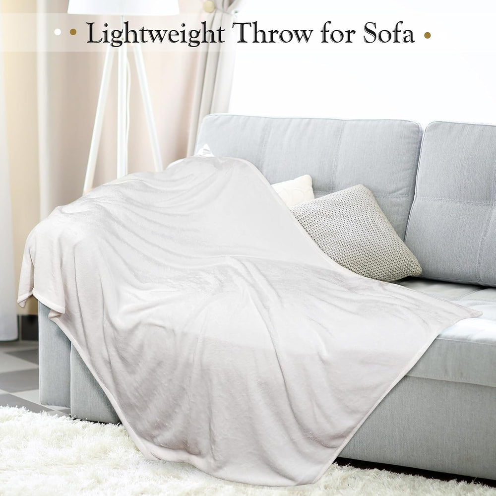 4 Pcs Fleece Throw Blanket Soft, White, Gray, 50'' X 60''