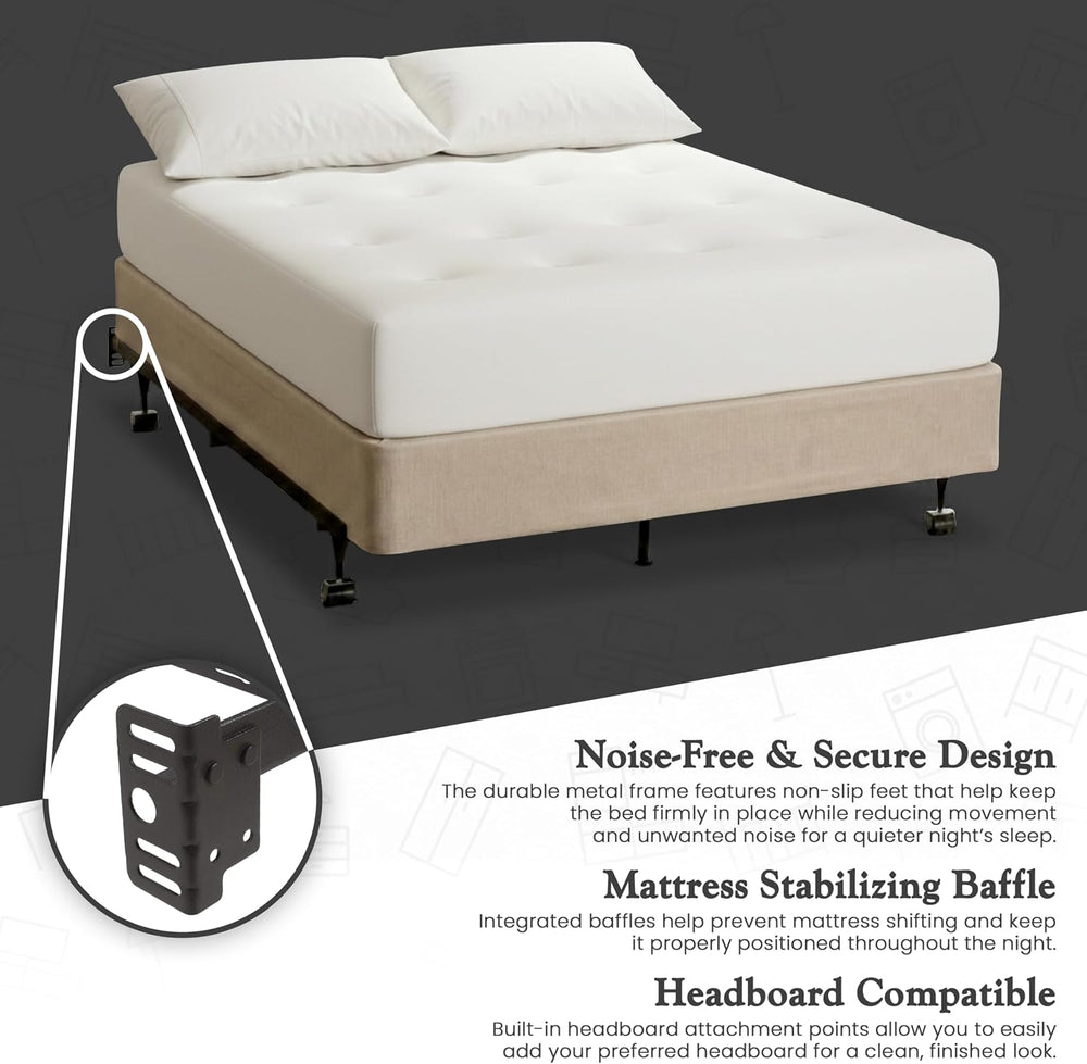 Kings Brand Furniture 7-Leg Heavy Duty Adjustable Metal Bed Frame โ Queen/Ful...