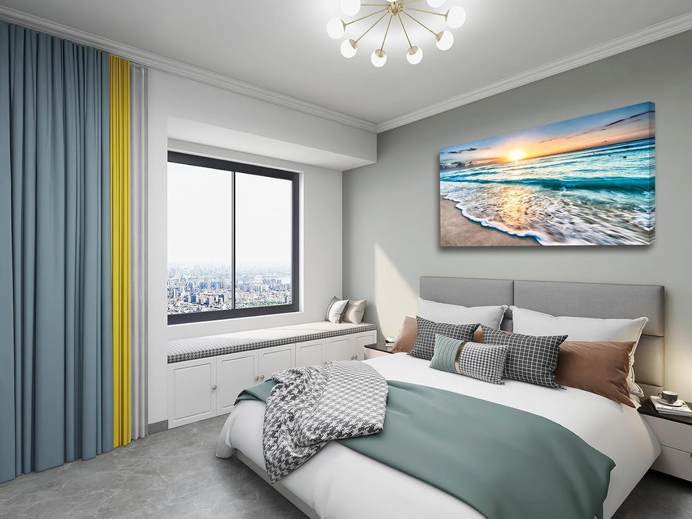 Baisuart S02250 Canvas Prints Wall Art Beach Sunset Ocean Waves Nature Pictur...