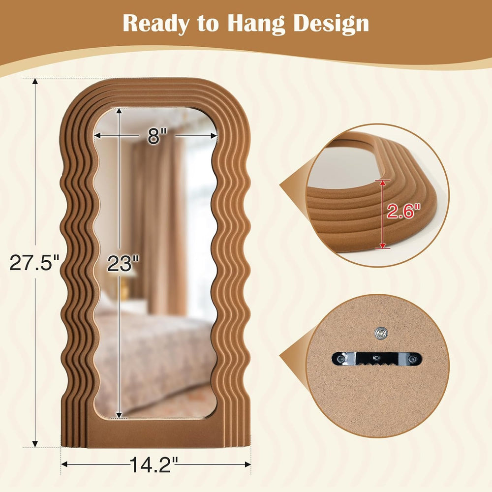 Arch Decorative Wall Mirror for Cozy Home Bedroom Decor,14x28,Brown