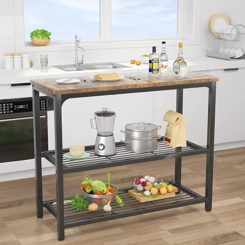 Ecoprsio Small Console Table, Sofa Table with Double Mesh Shelves, Industrial...