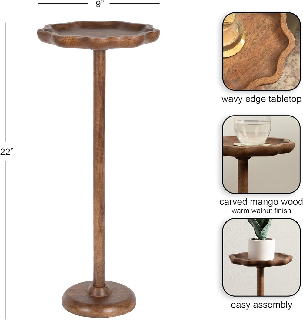 Kate and Laurel Alezar Modern Mango Wood Drink Table, 9 x 9 x 22, Walnut Brow...