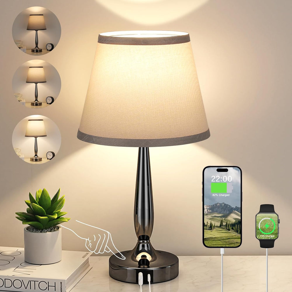 Kakanuo Touch Table Lamp for Bedroom, Small Bedside Lamp with USB C Port