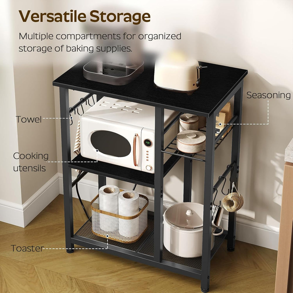 YATINEY Movable Bakers Rack, Microwave Stand with Charging Station, Kitchen S...