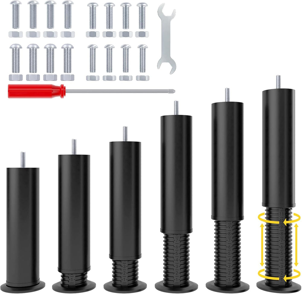Adjustable 8-12 inch Furniture Legs Metal Replacement Heavy Duty Leg 5/16&quo...