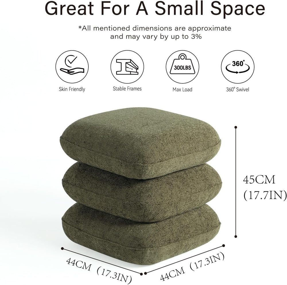 Get Set Style 360ยฐ Swivel Linen Ottoman, Modern Upholstered Foot Stool, Multi...