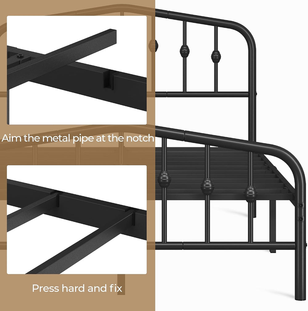 Yaheetech Full Metal Bed Frame with Victorian Vintage Headboard, Black
