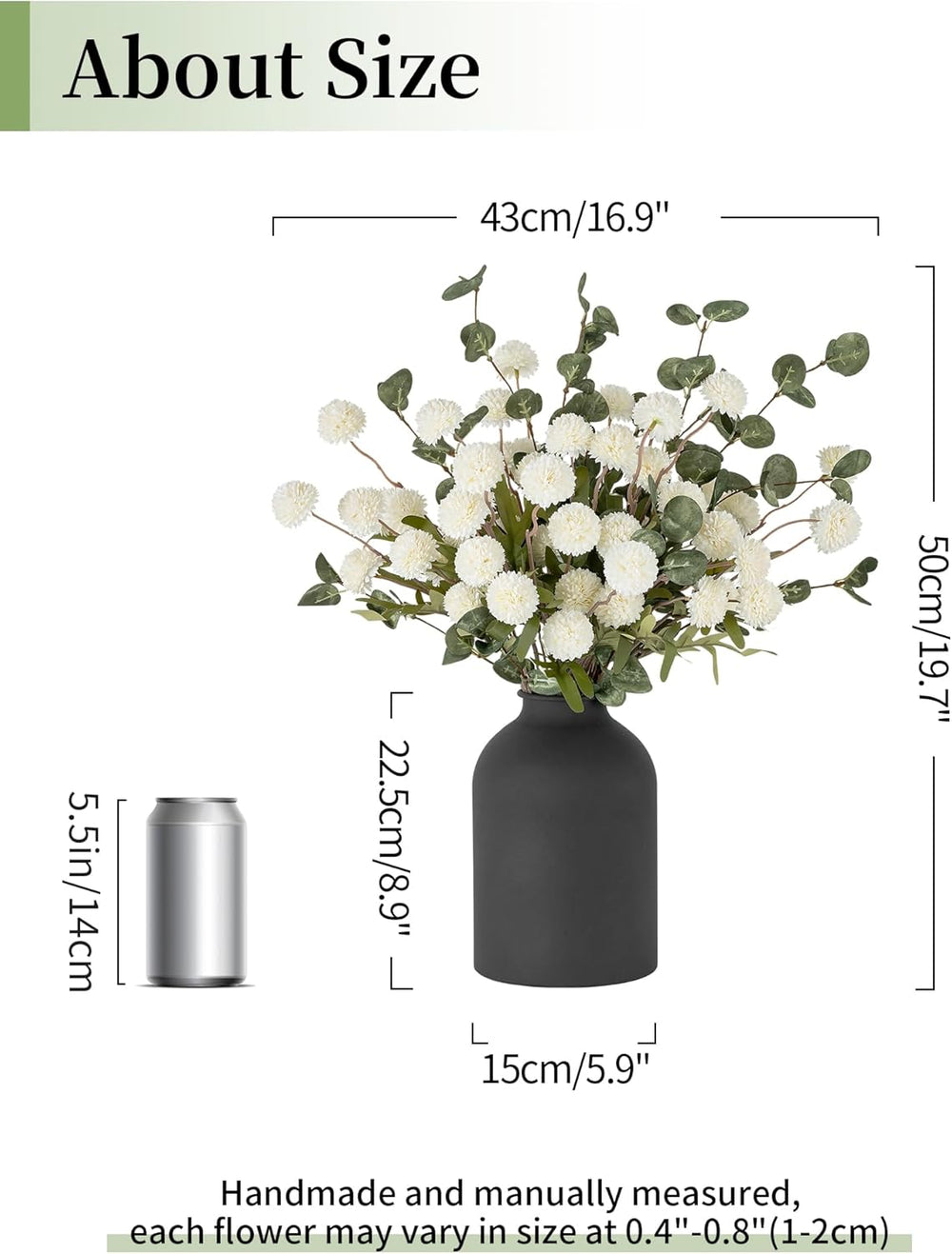BLOSMON Fake Mum Flowers in Vase, White Dining Table Centerpiece Decor